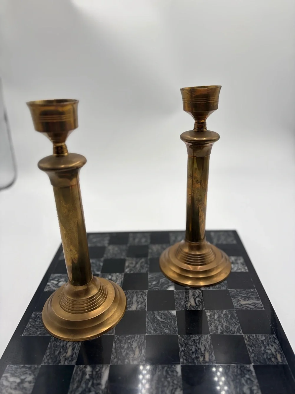 Vintage Hosley Solid Brass Candlestick Holders Set of 2 | Made in India